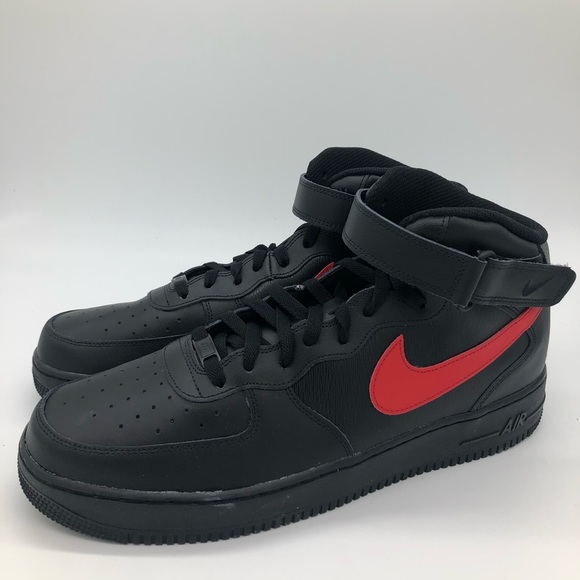 New Nike ID By You Air Force 1 Mid Black/Red Men’s Size 14 AQ3776 994 - Picture 4 of 6